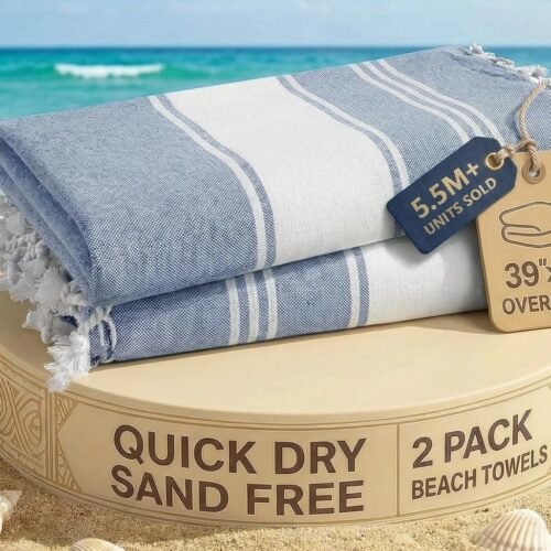 LANE LINEN Turkish Cotton Bath Towels 2 Pack Turkish Cotton Bath Towels | Extra Large 99 × 180 cm | Quick Dry | Super Absorbent | Soft Lightweight | 2 Pack | Forever Blue