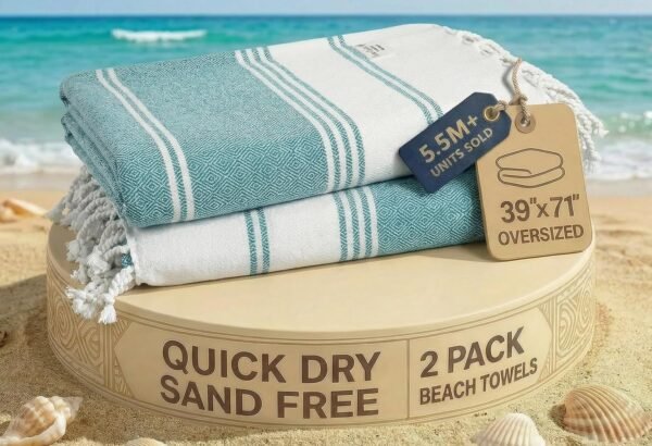 LANE LINEN Turkish Cotton Blend Bath Towels 2 Pack Baltic Turkish Cotton Blend Bath Towels | Extra Large 99 × 180 cm | Quick Dry | Super Absorbent | Lightweight | 2 Pack | Baltic