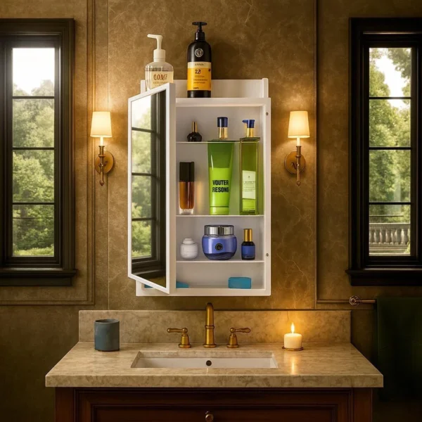 Wall Mounted Storage Cabinet with Mirror
