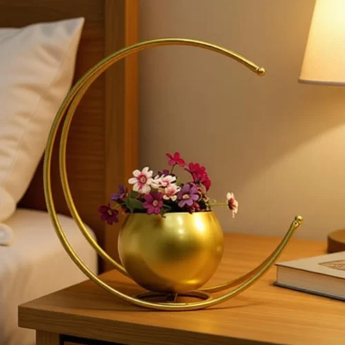 Geometric Metal Vase – Modern Iron Decorative Flower Vase for Home Décor
