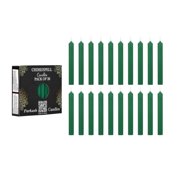 Green Chime Candles – Pack of 20 Unscented Ritual & Decorative Candles