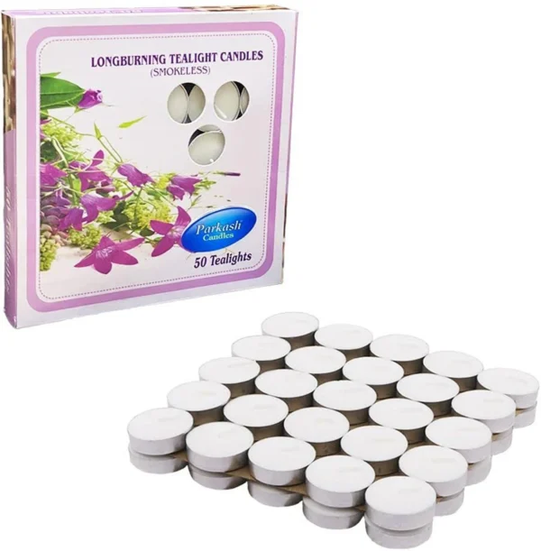 Unscented Tealight Candles – 3 Hour Burn Time (Pack of 50)
