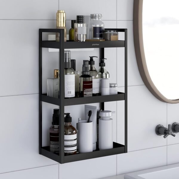 Plantex 3-Tier Metal Storage Shelf Bathroom & Kitchen Organizer Rack 3-Tier Metal Storage Shelf | Multipurpose Bathroom & Kitchen Organizer Rack | Powder Coated Black