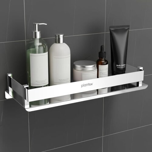 Stainless Steel Bathroom Shelf | Wall Mounted Storage Rack for Bathroom & Kitchen | Chrome (12 × 5 Inch)