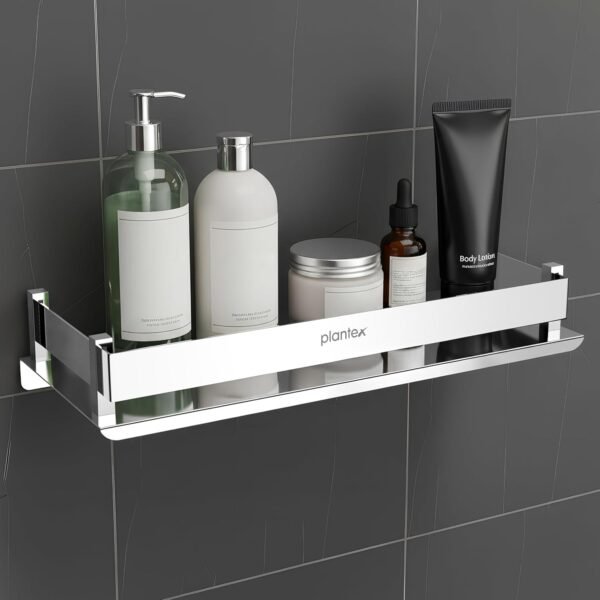 Stainless Steel Bathroom Shelf | Wall Mounted Storage Rack for Bathroom & Kitchen | Chrome (12 × 5 Inch)