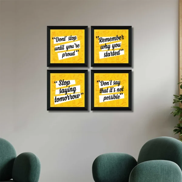 SAF Motivational Quotes Wall Painting Set of 4 Motivational Quotes Framed Wall Paintings (Set of 4) (19 × 19 Inches)
