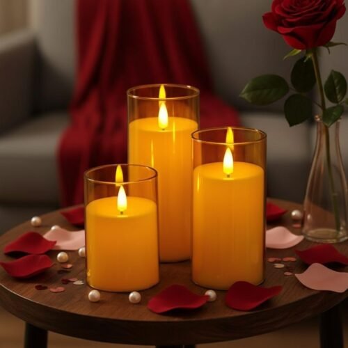 Flameless LED Tealight Candle Set with Acrylic Holders (Pack of 3)