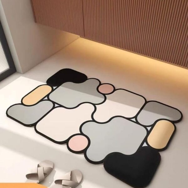 SKVM Memory Foam Anti-Slip Bath Mat Memory Foam Bath Mat | Super Absorbent Anti-Slip Floor Mat | Quick Dry Bathroom, Kitchen & Entrance Rug | Design 9