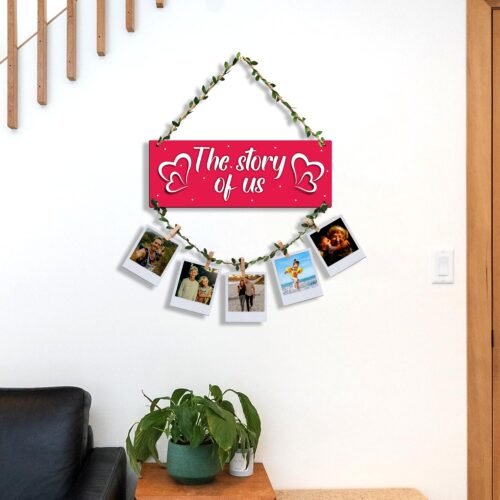 "The Story of Us" Hanging Photo Frame | Decorative Wall Photo Display with Clips