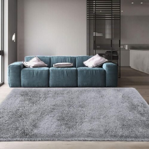Sifa Carpet Fluffy Shaggy Area Rug 4x2 Feet Grey Fluffy Shaggy Area Rug 4x2 Feet | Soft Microfiber Bedside Runner Carpet | Grey
