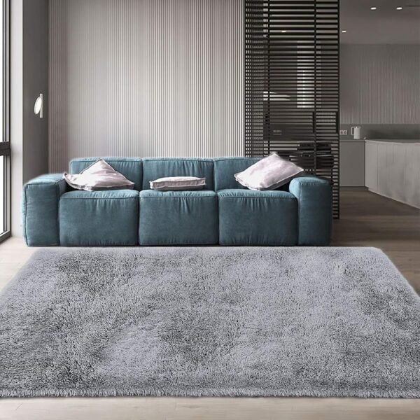 Sifa Carpet Fluffy Shaggy Area Rug 4x2 Feet Grey Fluffy Shaggy Area Rug 4x2 Feet | Soft Microfiber Bedside Runner Carpet | Grey