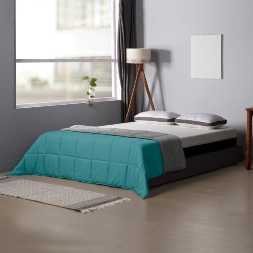 220 GSM Reversible Microfiber AC Comforter for Single Bed, All Season Lightweight Quilt (Ocean Blue & Ash Grey, 90 × 60 Inch)