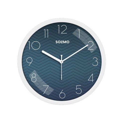 Classic Silent Analog Wall Clock – White & Blue