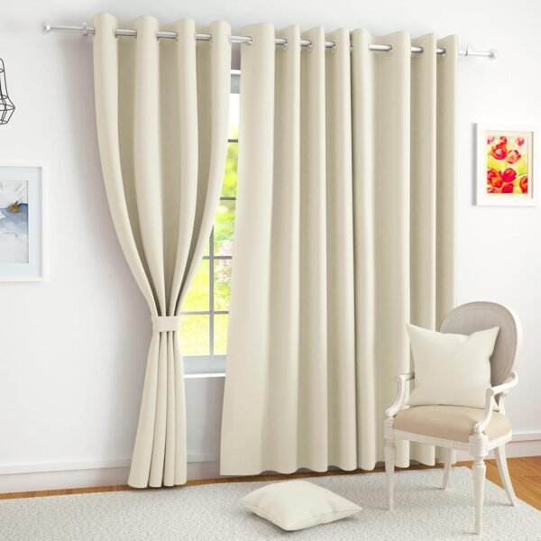 Story@Home 100% Blackout Curtains 8 Feet Beige Set of 2 100% Blackout Thermal Insulated Door Curtains (8 Feet, Beige, Set of 2)
