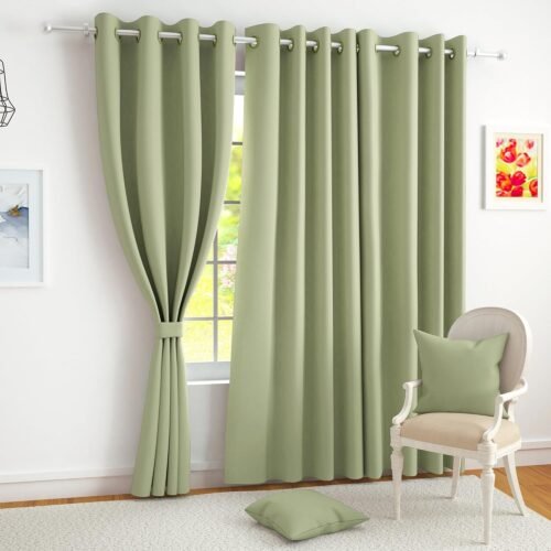 100% Blackout Thermal Insulated Window Curtain (5 Feet, Light Green, Single Panel)