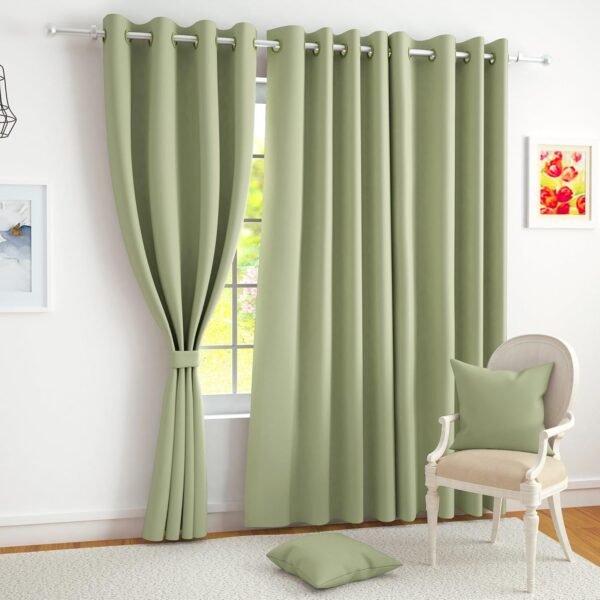 100% Blackout Thermal Insulated Window Curtain (5 Feet, Light Green, Single Panel)