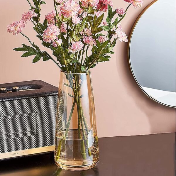 Decorative Glass Flower Vase – Modern Gold Glass Vase for Fresh Flowers & Home Décor