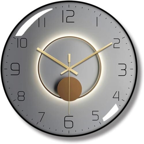 Silent Quartz Decorative Wall Clock – Grey & Gold