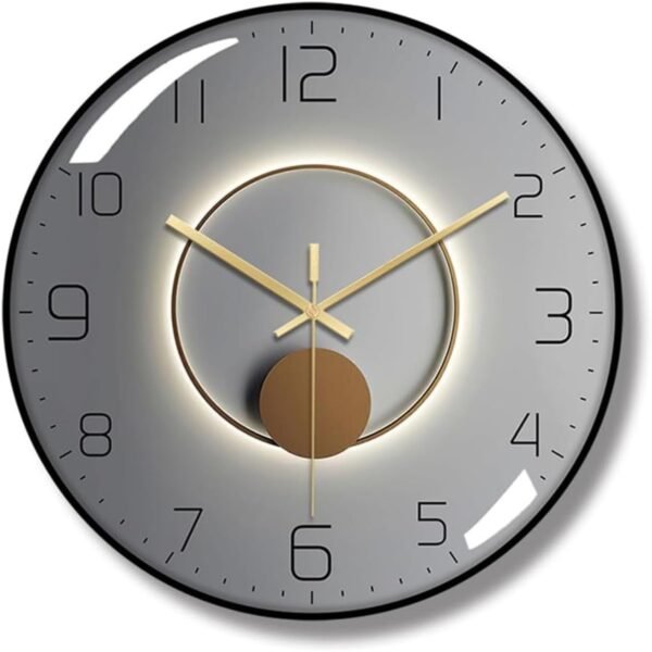 Silent Quartz Decorative Wall Clock – Grey & Gold