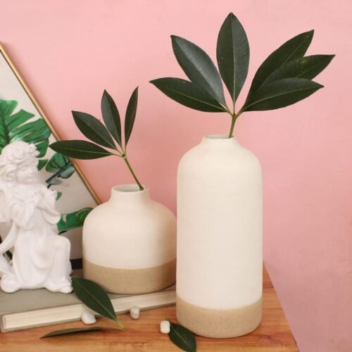Ceramic Flower Vase Set of 2 – Modern Decorative Tabletop Vases for Home Décor