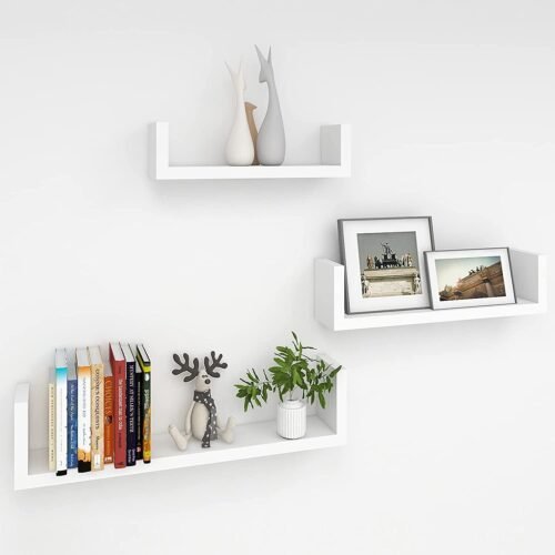 U-Shaped Floating Wall Shelves Set of 3 | Engineered Wood Display & Storage Shelves