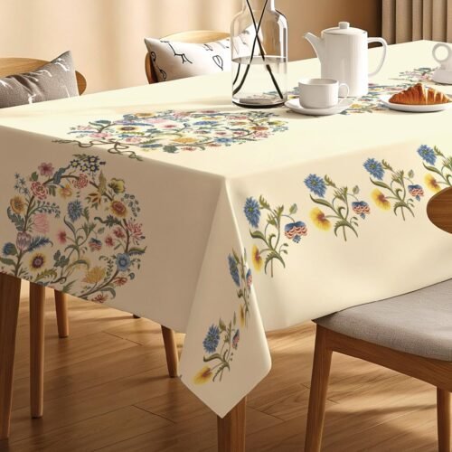 Sicilia Tablecloth | Floral Dining Table Cover | Stain & Wrinkle Resistant | 6 Seater | White Paisley
