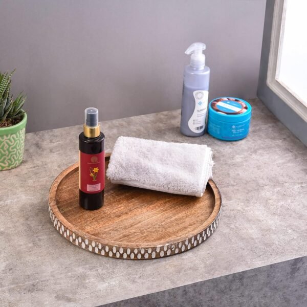 WOOD ART STORE Wooden Round Decorative Tray Rustic Coffee Table Tray Wooden Round Decorative Tray – Rustic Coffee Table & Home Décor Serving Tray (11 Inch)