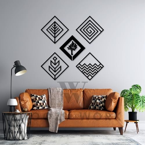 WOOZY WORK Wooden Leaf Wall Art Set of 5 Wooden Leaf Elements Wall Art (Set of 5)