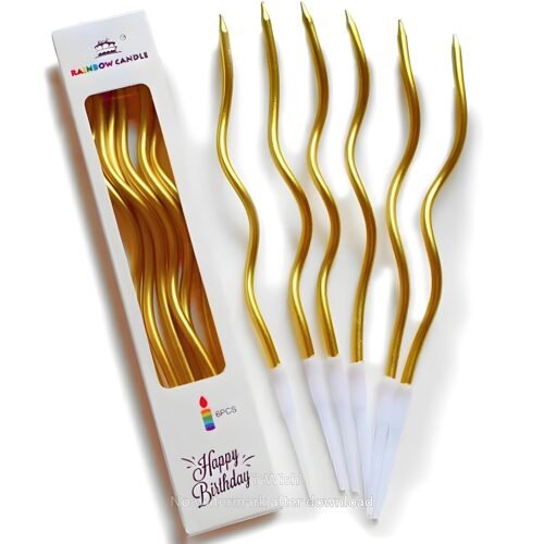 Metallic Gold Spiral Birthday Candles – Pack of 6