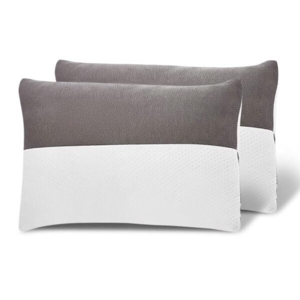 Wakefit Hollow Fiber Sleeping Pillows Set of 2 Soft & Medium Firm Hollow Fiber Sleeping Pillows (Set of 2, 27 x 16 Inches, White & Grey)
