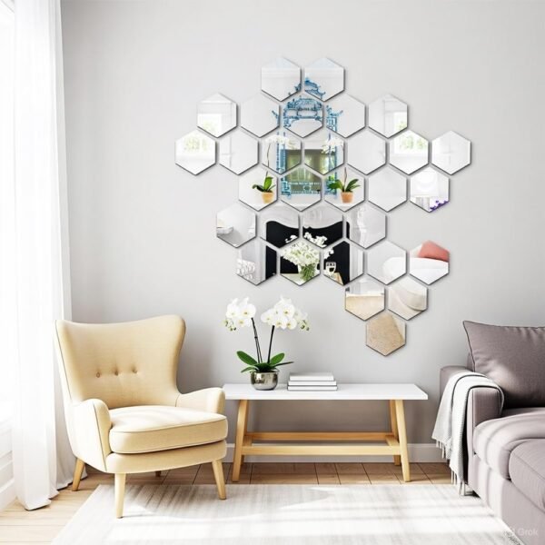 Wall1ders Hexagon Mirror Wall Sticker Set 31 Pieces Hexagon Mirror Wall Sticker Set (31 Pieces)