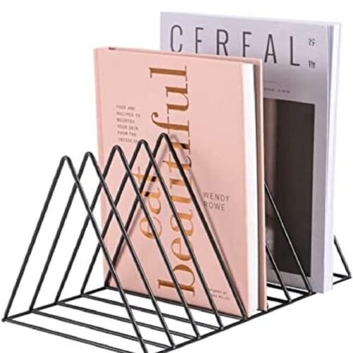 Triangle Metal Magazine & File Organizer | Desktop Book, Newspaper & Document Rack | Black