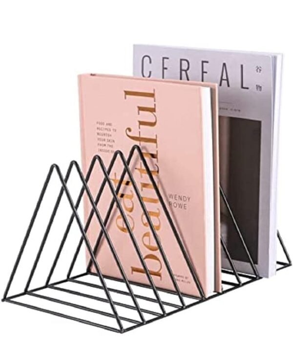Zepdos Triangle Metal Magazine & File Organizer Desktop Document Rack Triangle Metal Magazine & File Organizer | Desktop Book, Newspaper & Document Rack | Black