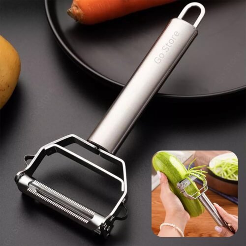 2-in-1 Stainless Steel Vegetable Peeler & Julienne Cutter | Dual Blade Fruit & Vegetable Peeler | Ergonomic Kitchen Peeler for Potatoes, Carrots, Cucumbers & Fruits | Dishwasher Safe