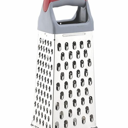 Stainless Steel Box Grater | 4-Sided Multi-Purpose Cheese & Vegetable Grater | Sharp Stainless Steel Kitchen Slicer for Cheese, Vegetables, Fruits & Chocolate | Dishwasher Safe