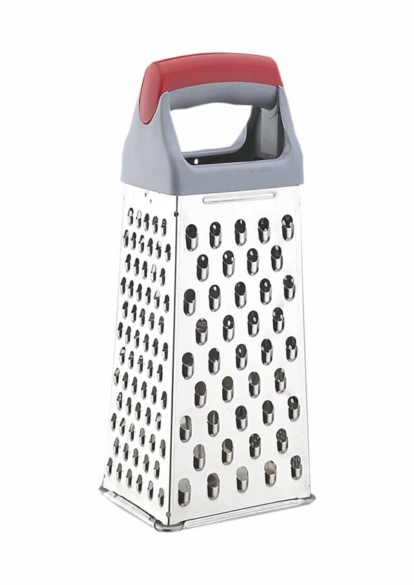 Stainless Steel Box Grater | 4-Sided Multi-Purpose Cheese & Vegetable Grater | Sharp Stainless Steel Kitchen Slicer for Cheese, Vegetables, Fruits & Chocolate | Dishwasher Safe