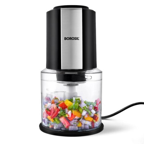 Borosil Chef Delite Electric Chopper 300W 600ml Food Chopper Chef Delite Electric Chopper 300W | 600ml Food Chopper with Twin Stainless Steel Blades, 2-Speed Control, Auto Shut-Off | Vegetable, Onion, Garlic, Nut & Meat Chopper