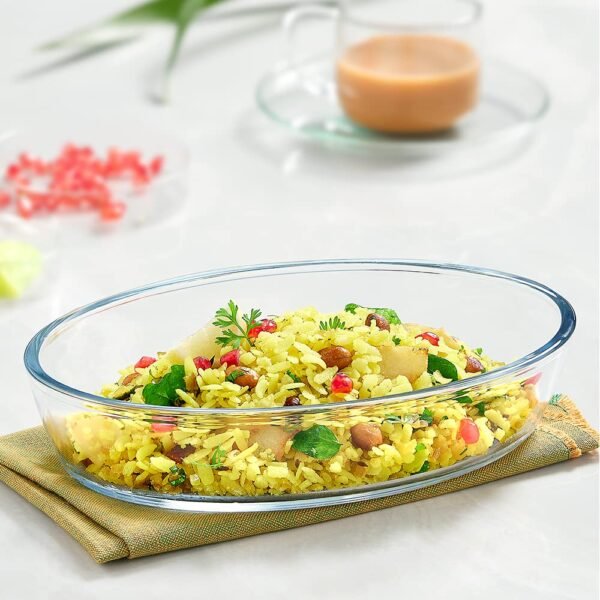 Borosil Oval Borosilicate Glass Baking & Serving Dish 700 ml Oval Borosilicate Glass Baking & Serving Dish (700 ml) | Oven, Microwave & Dishwasher Safe Bakeware & Serveware