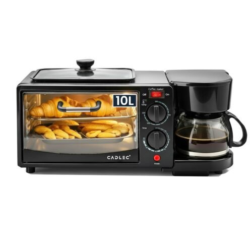 MultiChef Pro 3-in-1 Breakfast Maker | 10L OTG Oven Toaster Griller with Coffee Maker & Non-Stick Frying Pan | Adjustable Temperature, Timer & Auto Shut-Off | Black