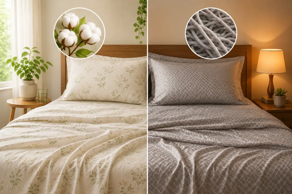 cotton vs blended bedsheets